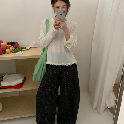 想象SAILORMOON -26年早春下摆花边圆领上衣长袖T恤52201