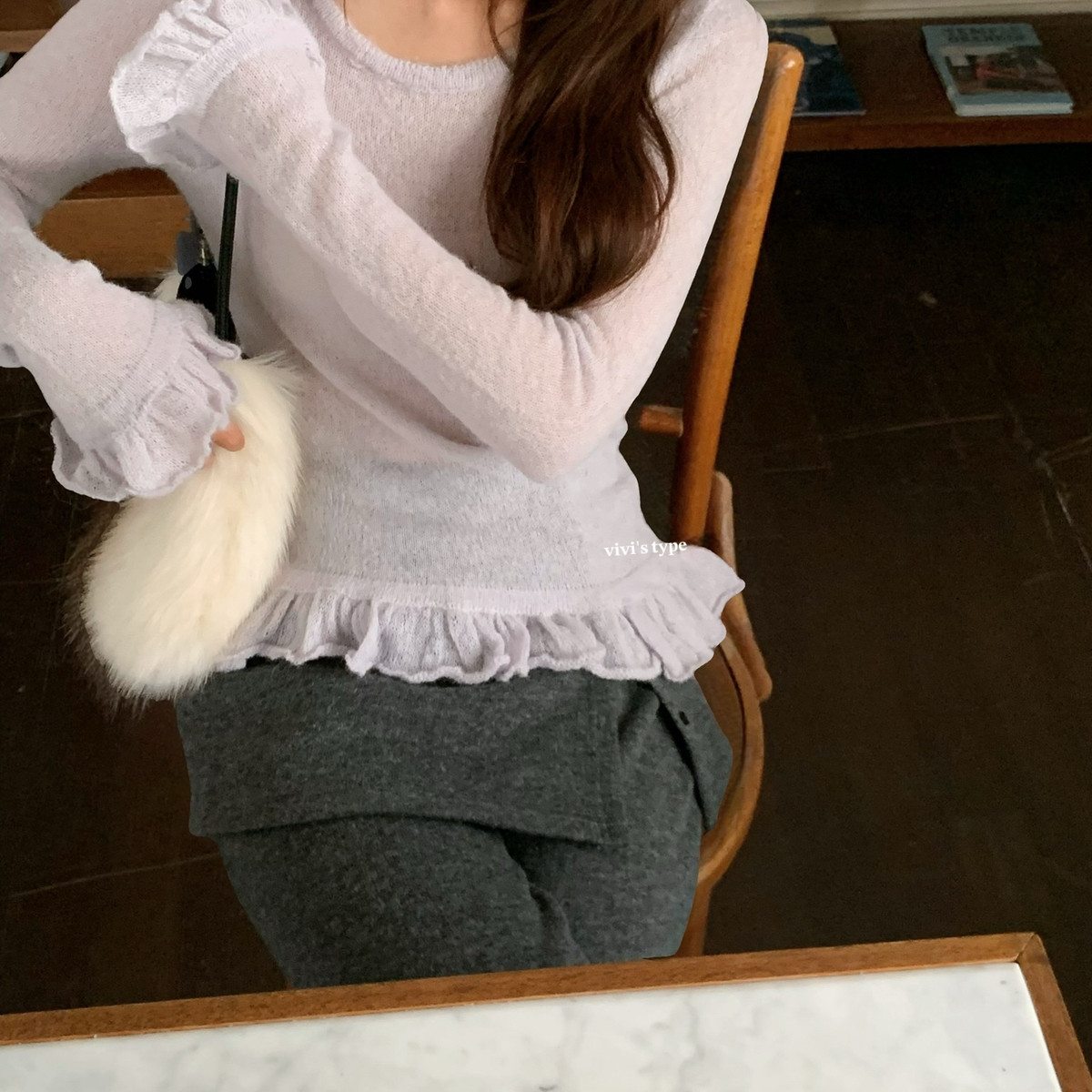 VIVIS TYPE-冬上新仿马海毛木耳边打底毛衣针织衫YS2-3253
