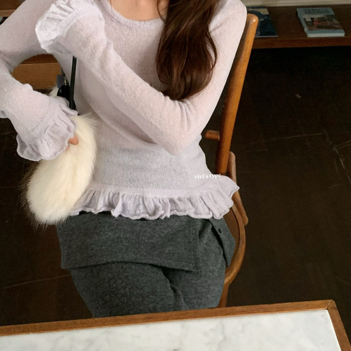 VIVIS TYPE-冬上新仿马海毛木耳边打底毛衣针织衫YS2-3253