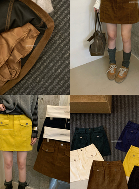 MZI STUDIO学秋冬智性美韩标灯芯绒A字包臀显瘦短裙半身裙18292