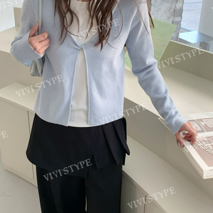 VIVIS 26年春款 扭结假两件拼接毛衣针织衫 8870 TYPE