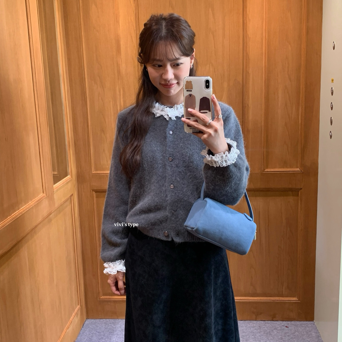 VIVIS TYPE-冬上新花边拼接精致扣开衫外套保暖毛衣YS2-3159