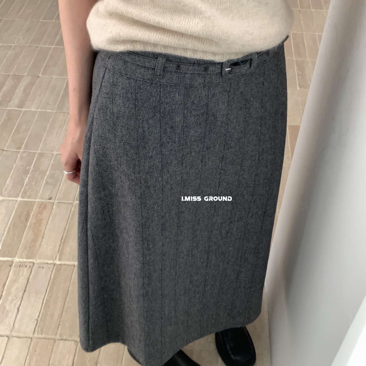 韩标质感羊毛呢显瘦百搭半身裙配腰带（含50羊毛）H60881