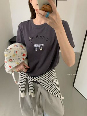 ACME PRETTY韩版夏ins简约百搭宽松显瘦小马印花短袖T恤上衣w287