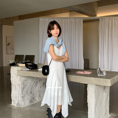 IMISS-26年早春仙仙儿花边拼接不规则吊带连衣裙(只卖裙子)R60960