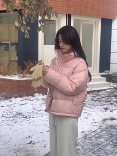 lovely百搭立领短款90白鸭绒羽绒服女冬季新款气质加厚面包服外套