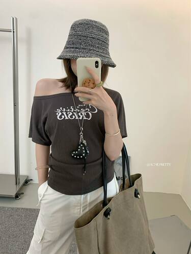 ACME PRETTY韩系字母印花短袖T恤女夏设计感小众收腰显瘦上衣w839
