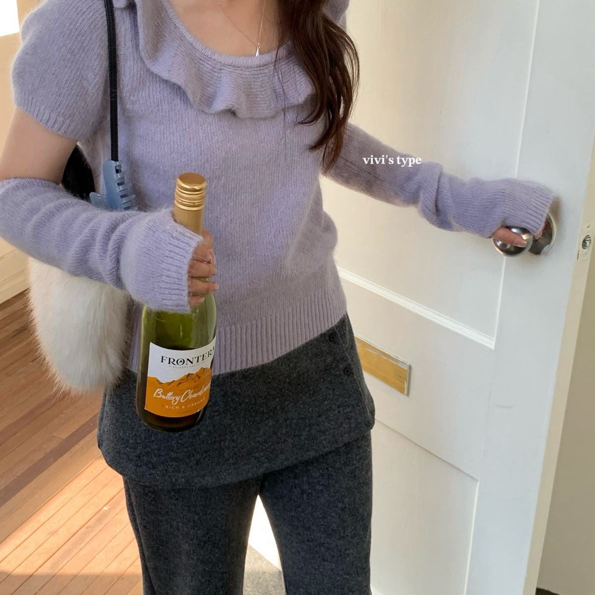 VIVIS TYPE-冬上新荷叶领套袖保暖毛衣(配可拆卸袖套)YS1-3152