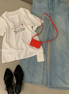 ULOUR/U粒-26年早春韩系可爱狗狗无敌百搭好穿短袖T恤75166