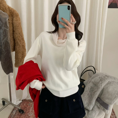 SUSAN-系气质网纱推推领小众设计软糯百搭针织衫(不含披肩)7306s