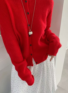 ULOUR/U粒-26年早春上新泡菜国同款韩系马海毛开衫保暖毛衣E816