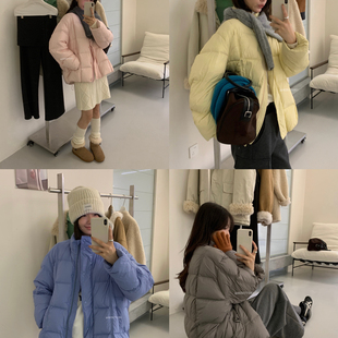 17288 MZI 含50白鸭绒 领简约净色拉链蓄热小方块羽绒服 STUDIO