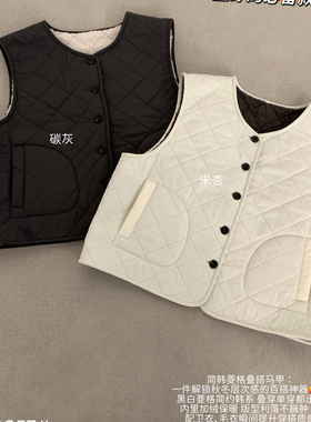 LOVELY-简韩菱格叠穿单排扣马甲S10857