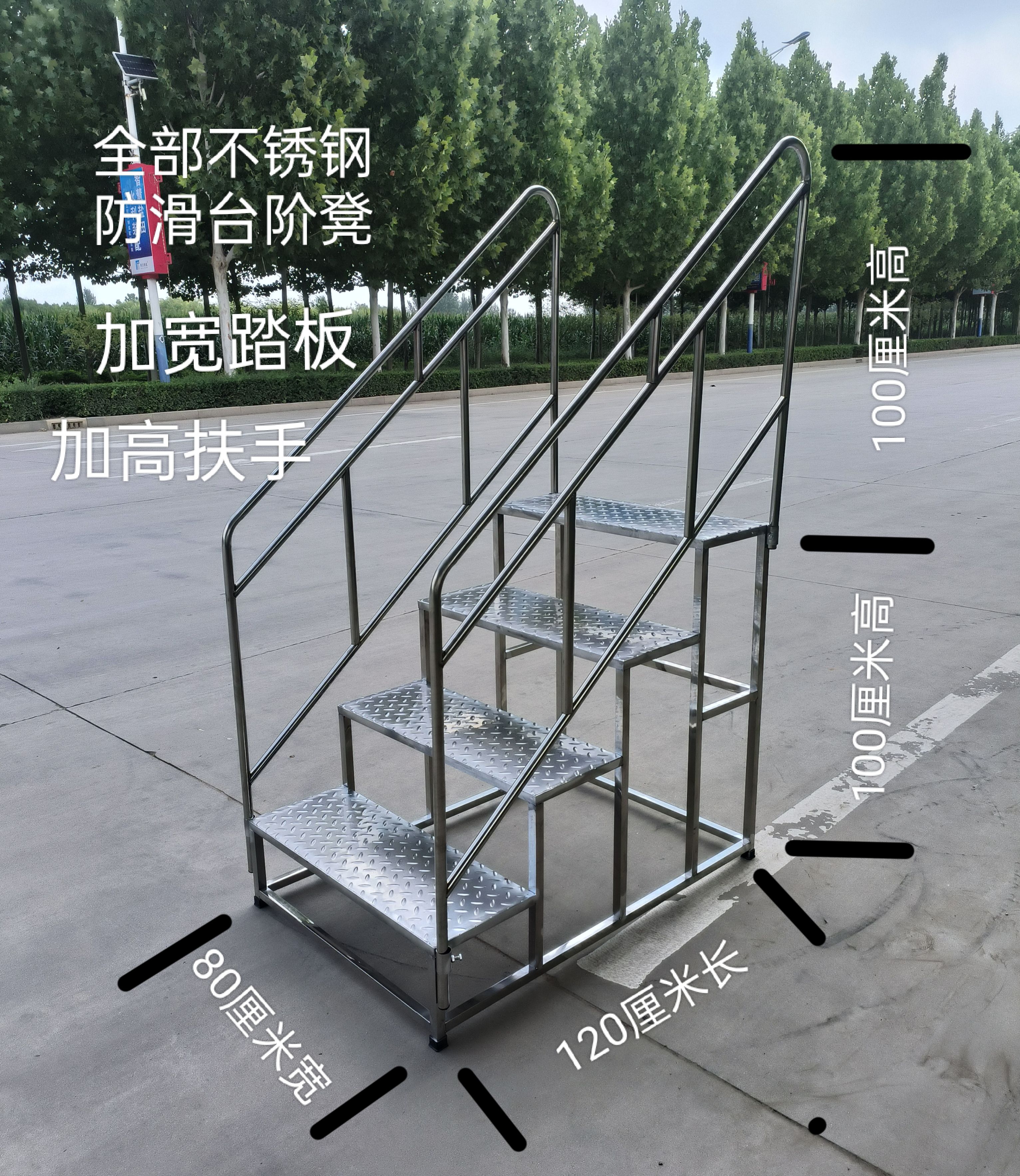 全不锈钢楼梯台阶阶梯扶手梯梯凳户外踏步台阶小梯子扶手仓库梯凳