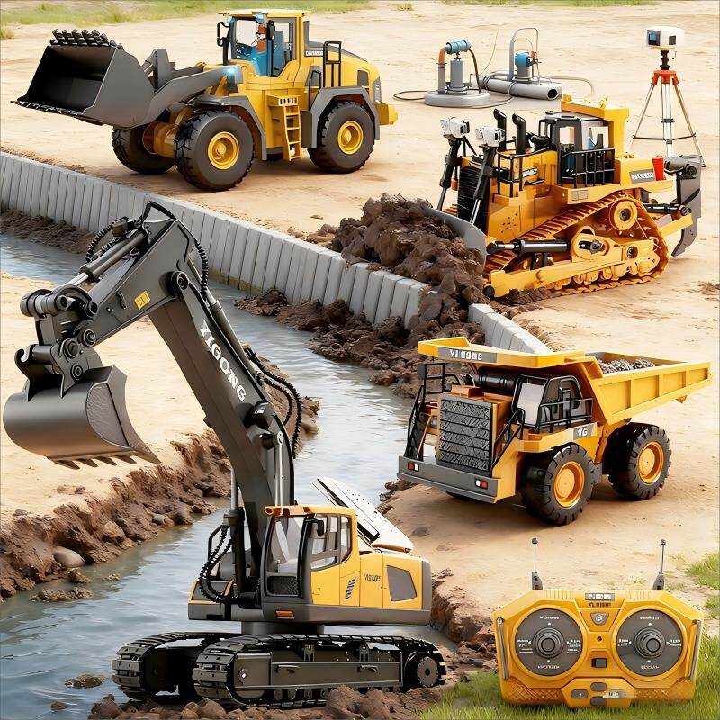 无线遥控合金挖掘机推土车儿童玩具仿真电动工程车挖土机男孩礼物