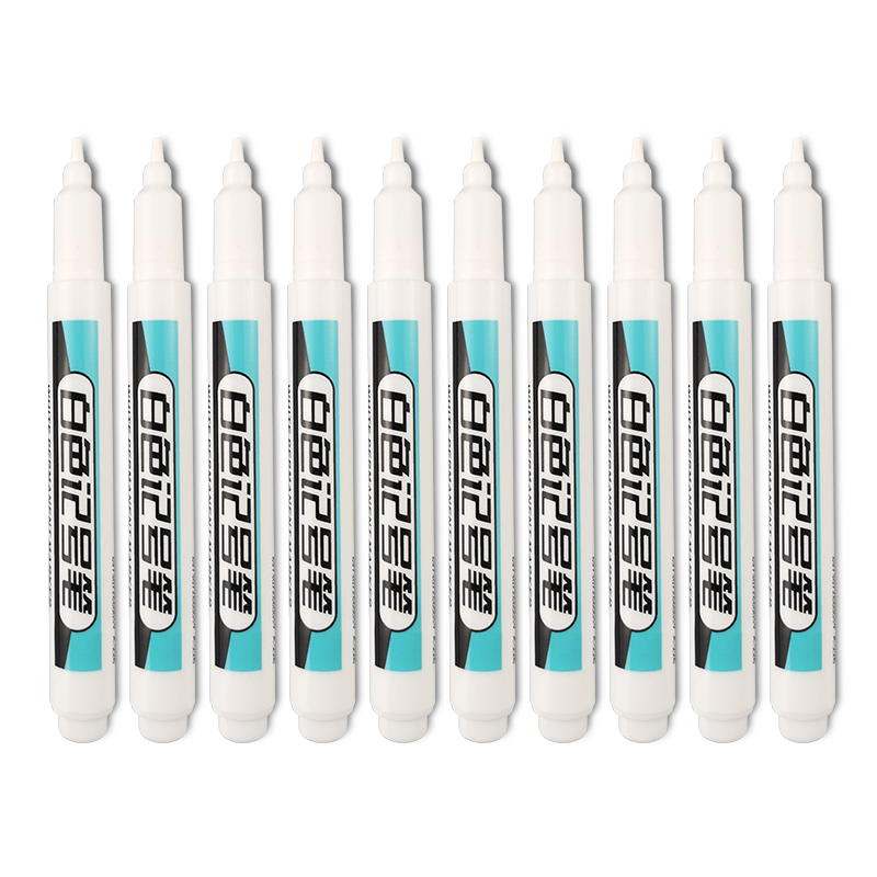 白色记号笔不掉色防水白色笔绘画美术高光白笔油性笔马克笔石笔高光笔黑底写白字的签字大头笔粗涂漆木工专用