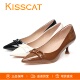 KISSCAT接吻猫2025新款 气质通勤漆皮 单鞋 细跟高跟鞋 尖头浅口女鞋