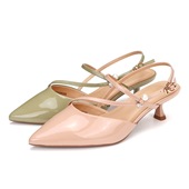 千百度2026尖头细跟水钻珍珠金属一字扣带女单鞋 A26285631A07A32