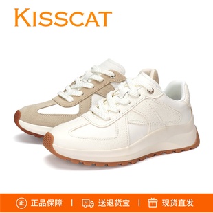 女鞋 KISSCAT接吻猫2025新款 内增休闲运动鞋 厚底阿甘鞋 曲奇德训鞋