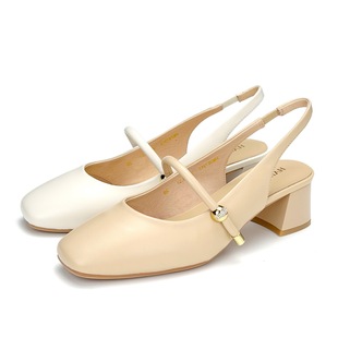 HARSON哈森2026新款方头粗跟金属水钻一字带后空凉鞋女鞋HM267913