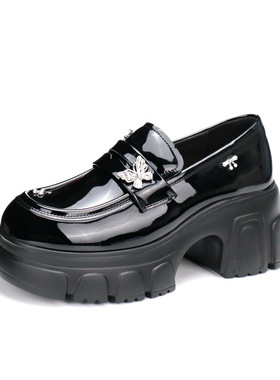 COMELY康莉2026圆头厚底水钻蝴蝶装饰蝴蝶结乐福鞋女单鞋KMT61052