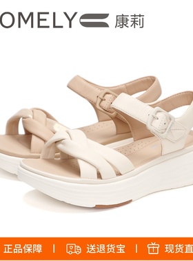 COMELY康莉2025新厚底露趾羊皮后空女鞋凉鞋KAJ43300DC01A03BLF