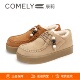 女鞋 COMELY康莉2025厚底系带串珠雪地加绒勃肯鞋 加毛毛鞋 KJH58823