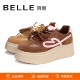 特价 F2V1D 女鞋 BELLE百丽2026新圆头厚底系带面包鞋 运动休闲板鞋