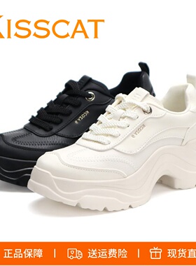 KISSCAT接吻猫2026新款追风厚底老爹鞋轻便舒适增高休闲运动鞋女