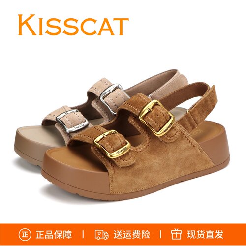 接吻猫增高魔术贴凉鞋K76382A-50