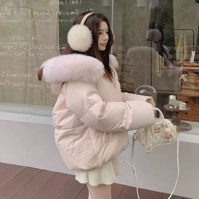 2025韩系温柔风大毛领短款外套