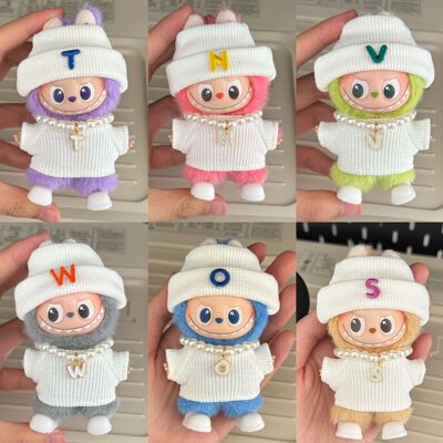 拉布布四代4.0娃衣心底密码labubu衣服mini版字母英文项链鞋子