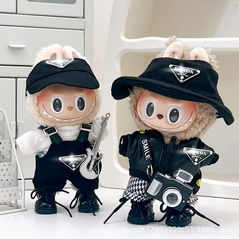 仅售娃衣17cm拉布布labubu娃衣搪胶盲盒挂件衣服潮流条纹毛衣帽子