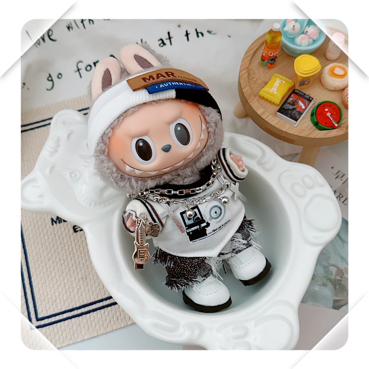 10cm娃衣15厘米棉花娃娃一二代拉布布灰调美学潮男街头T恤裤套装