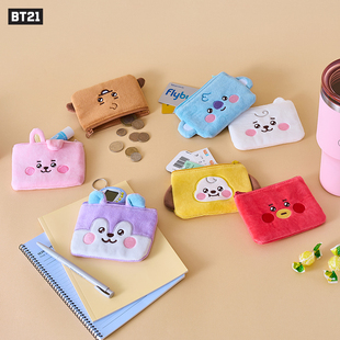 BT21防弹少年团宝宝系列毛绒零钱包卡包化妆包耳机线收纳袋小手包