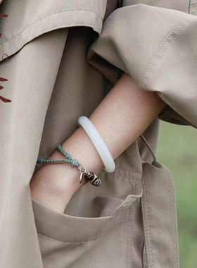 天然和田白玉手镯老坑料 玉质油润细腻 羊脂白玉手镯 品质好货