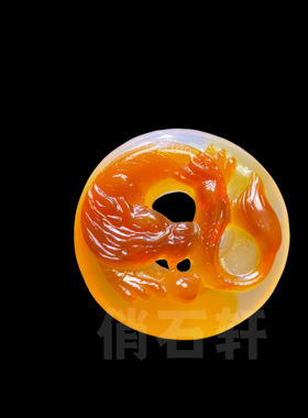 红玛瑙生肖龙蛇马羊平安扣吊坠纯手工俏色巧雕挂件项链雕花平安扣