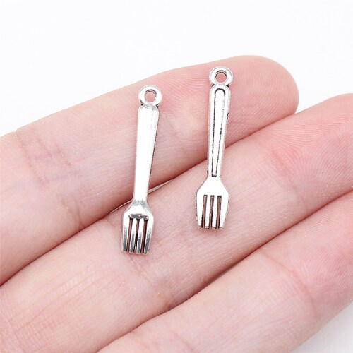 20个/包 24mm 多色锌合金材质 DIY饰品配件餐叉吊坠 ABD-C11325