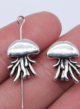 10个/包 15x12mm 古银色锌合金材质 水母小孔珠 ABD-C14401