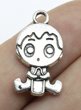 10个/包 24x13mm 古银色 DIY饰品配件 双面男孩吊坠 ABD-C10402