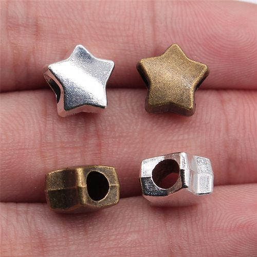 10个/包 11x11x7mm 多色饰品配件 五角星大孔珠珠子 ABD-C11092