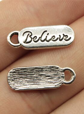 20个/包 20x6mm 古银色 DIY饰品配件 BELIEVE 吊牌吊坠