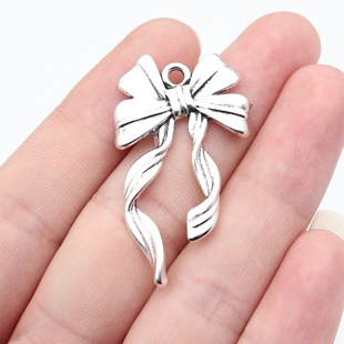 10个/包41x23mm古银色DIY饰品配件蝴蝶结吊坠