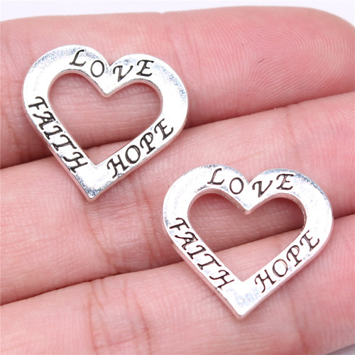 10个/包 22x21mm 古银色 DIY材料 Love Faith Hope吊坠