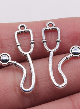 10个/包 15x28mm 古银色 DIY饰品配件 听诊器吊坠 ABD-C13590