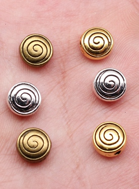 10个/包 8x8x4mm 多色DIY饰品配件 旋涡螺纹小孔珠 ABD-C12981