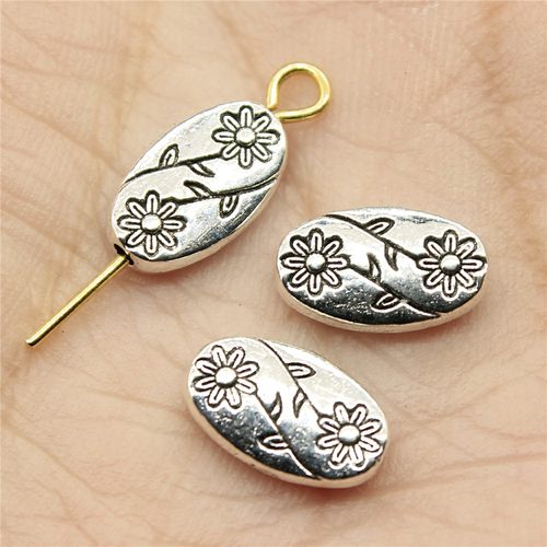20个/包 10x6x3mm 多色DIY饰品配件花朵椭圆小孔珠 ABD-C12882