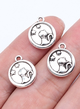 10个/包 15x13mm 古银色锌合金材质 猫咪星星吊坠 ABD-C16167