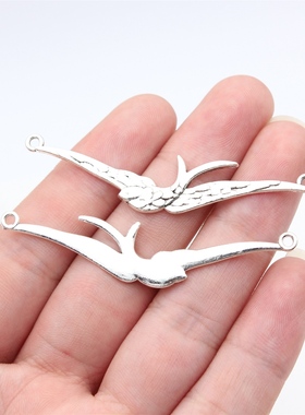10个/包60x13mm古银色DIY饰品配件燕子吊坠