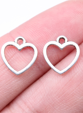40个/包 12x11mm多色 锌合金 镂空爱心吊坠 ABD-C14927
